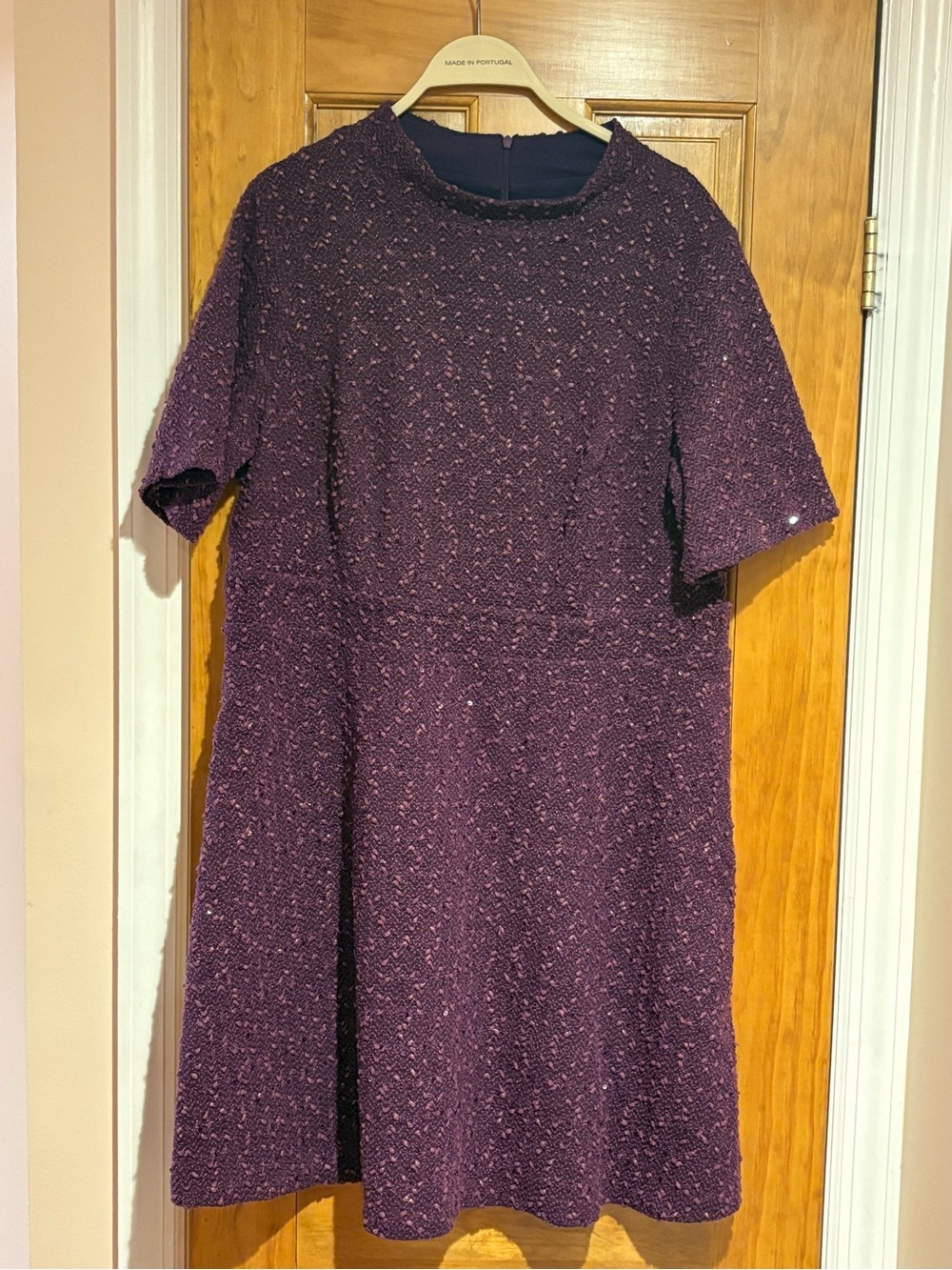 Jessica Howard Plum Textured Short-Sleeve Midi Dress